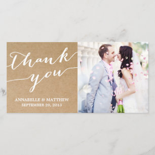 MODERN CALLIGRAPHY WEDDING THANK YOU PHOTO CARD