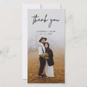 Modern  Calligraphy Wedding Thank You Photo-card