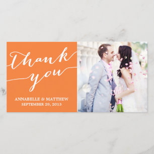 MODERN CALLIGRAPHY WEDDING THANK YOU PHOTO CARD