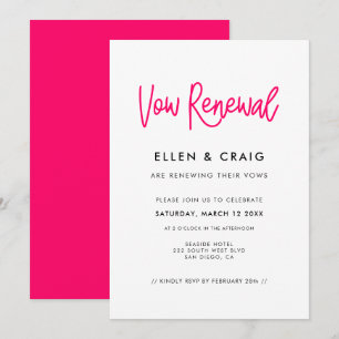 Modern calligraphy Wedding Vow renewal Invitation