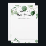 Modern Calligraphy Wedding Well Wishes Eucalyptus Advice Card<br><div class="desc">This modern calligraphy wedding well wishes eucalyptus advice card is perfect for a simple wedding. The design features watercolor hand-drawn elegant botanical eucalyptus branches and leaves. These cards are perfect for a wedding, bridal shower, baby shower, graduation party & more. Personalise the cards with the names of the bride and...</div>
