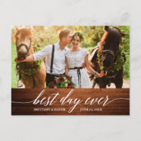 Modern Calligraphy Wedding Wood Best Day Ever