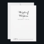 Modern Calligraphy Wedding Words of Wisdom Advice Card<br><div class="desc">This modern calligraphy wedding words of wisdom advice card is perfect for a rustic wedding. The simple and elegant design features classic and fancy script typography in black and white. These cards are perfect for a wedding, bridal shower, baby shower, graduation party & more. Personalise the cards with the names...</div>