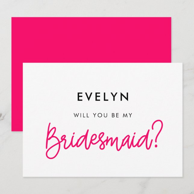 Modern calligraphy Will you be my bridesmaid card (Front/Back)