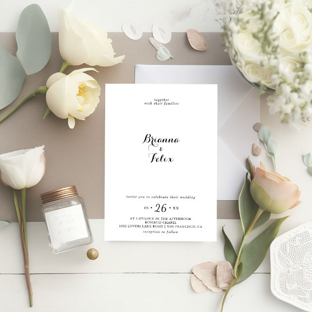 Modern Calligraphy Wreath Wedding Invitation (Creator Uploaded)