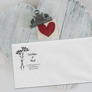 Modern Calligrapy Dandelion Return Address Rubber Stamp