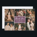 Modern Callygraphy 6 Photo Collage Wedding  Thank You Card<br><div class="desc">Modern, Elegant, Mauve Hand Lettered Wedding Multi Photo Collage Thank You Card. Stylish wedding thank you card template featuring six (6) photo on the front and one (1) photo on the back side. With the text "thank you" in a swirly hand lettered calligraphy script font in white on mauve or...</div>