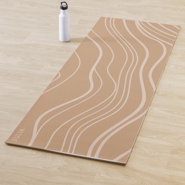 Modern Camel Brown Wave Personalised Yoga Mat (In Situ)