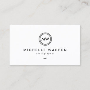 Modern Camera Lens Initials Logo B/W Photographer Business Card
