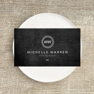 Modern Camera Lens Initials Logo II Photographer Business Card