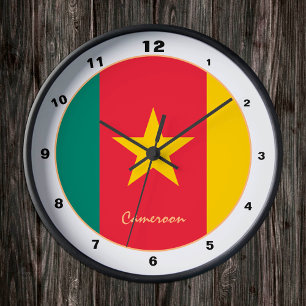 Modern Cameroon Flag, Cameroon Home / design Round Clock