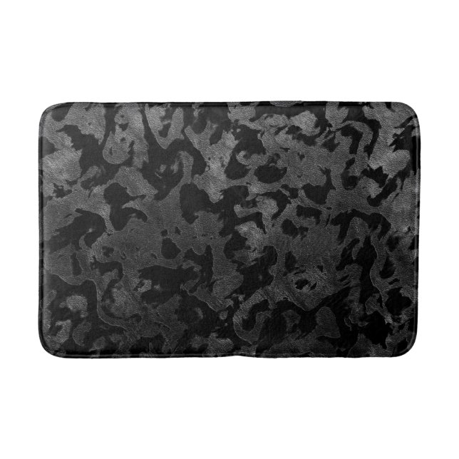 Modern Camo -Black and Dark Grey- camouflage Bath Mat (Front)