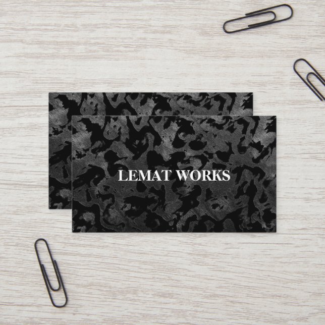 Modern Camo -Black and Dark Grey- camouflage Business Card (Front/Back In Situ)