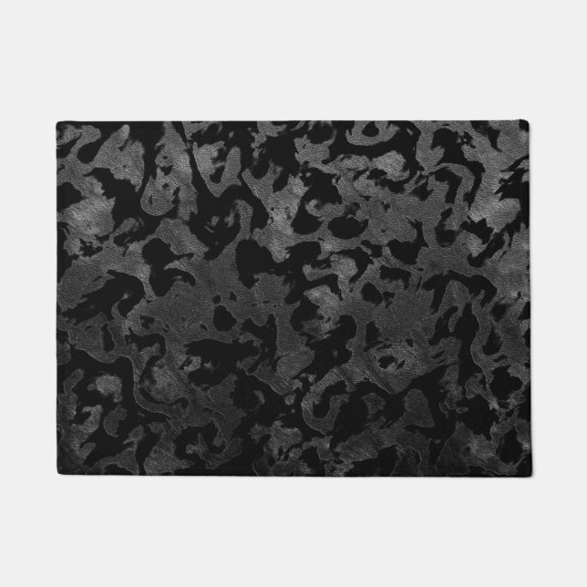 Modern Camo -Black and Dark Grey- camouflage Doormat (Front)