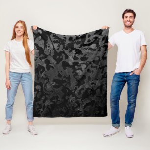 Modern Camo -Black and Dark Grey- camouflage Fleece Blanket