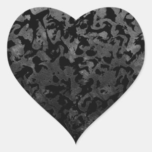 Modern Camo -Black and Dark Grey- camouflage Heart Sticker