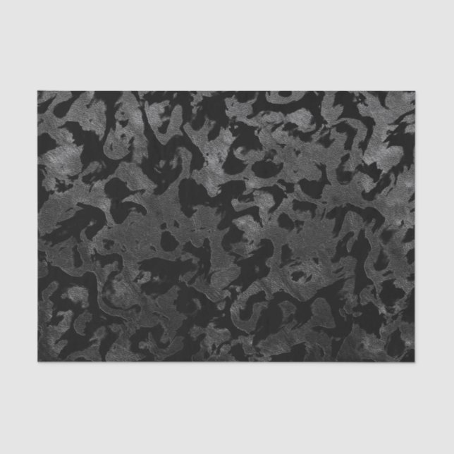 Modern Camo -Black and Dark Grey- camouflage Tissue Paper (Front)