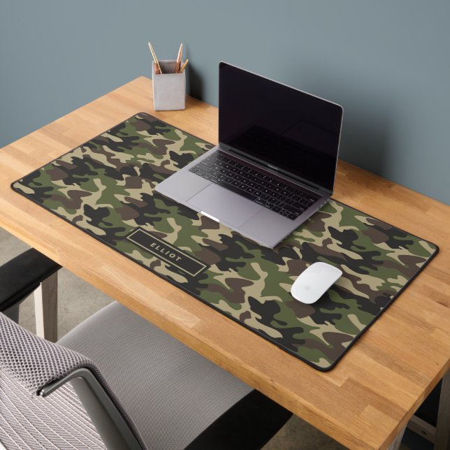 Modern Camouflage Pattern Kids Name  Desk Mat (Office 2)