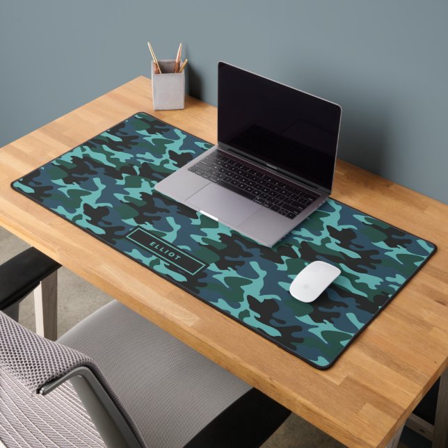 Modern Camouflage Pattern Kids Name  Desk Mat (Office 2)