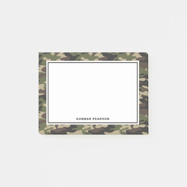 Modern Camouflage Pattern Name Black Post-it Notes (Front)