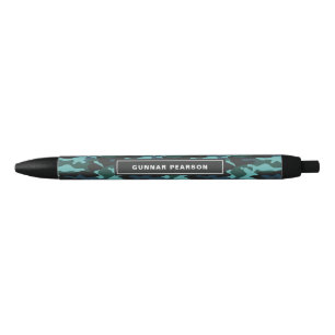 Modern Camouflage Pattern Name Blue Black Ink Pen