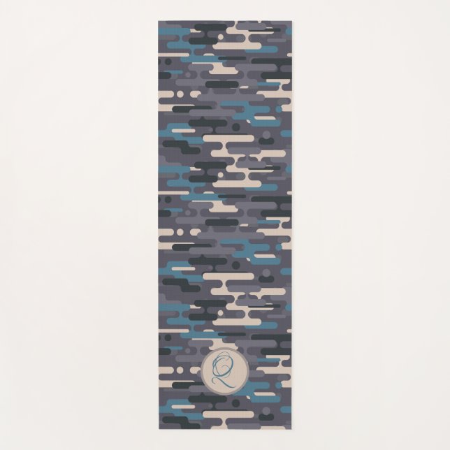 Modern Camouflage Teal Reversible Yoga Mat (Front)