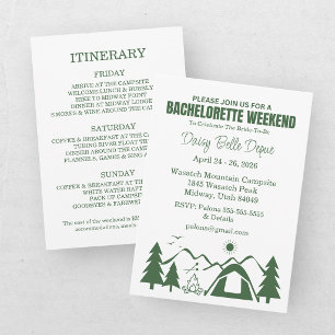 Modern Camp Bachelorette Green Invitation