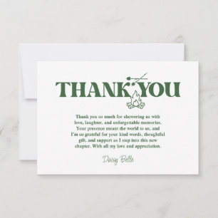 Modern Camp Green Bachelorette  Thank You Card