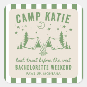 Modern Camping Camp Bachelorette Party Square Sticker
