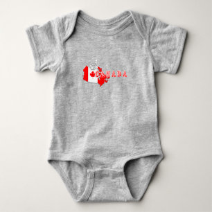 Modern Canadian Canada Art Letter map Flag Souveni Baby Bodysuit