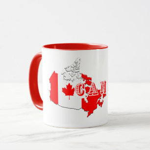 Modern Canadian Canada Art Letter map Flag Souveni Mug