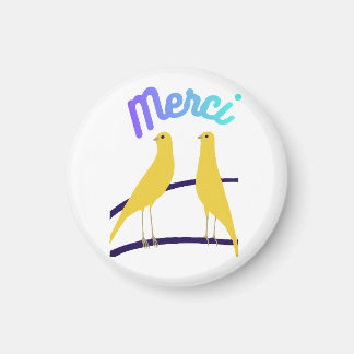 Modern Canary & "Merci" - Japandi Style Art Magnet