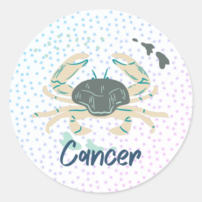 Modern Cancer Crab Zodiac  Classic Round Sticker (Front)