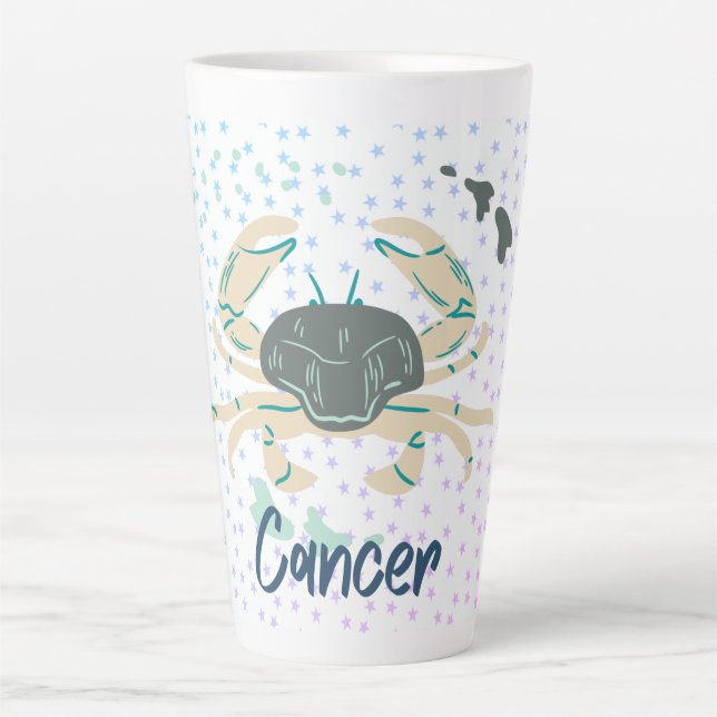 Modern Cancer Crab Zodiac Latte Mug (Front)