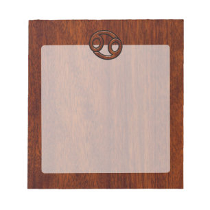 Modern Cancer Zodiac Sign on Mahogany Decor Notepad