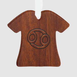 Modern Cancer Zodiac Sign on Mahogany Decor Ornament