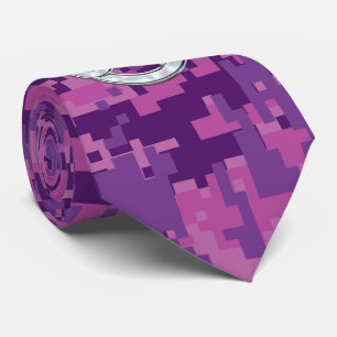 Modern Cancer Zodiac Sign Pink Digital Camouflage Tie