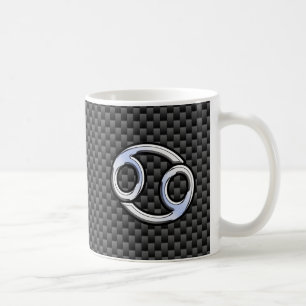 Modern Cancer Zodiac Symbol Carbon Fibre Print Coffee Mug