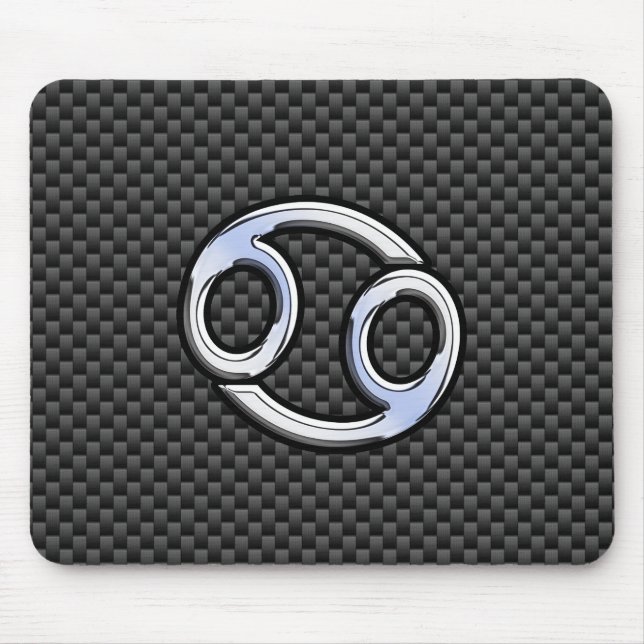 Modern Cancer Zodiac Symbol Carbon Fibre Print Mouse Mat (Front)