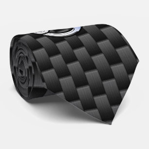 Modern Cancer Zodiac Symbol Carbon Fibre Print Tie