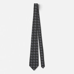 Modern Cancer Zodiac Symbol Carbon Fibre Print Tie