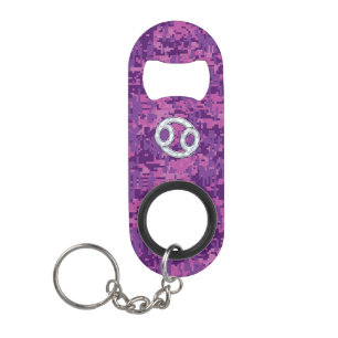 Modern Cancer Zodiac Symbol on Pink Digital Camo