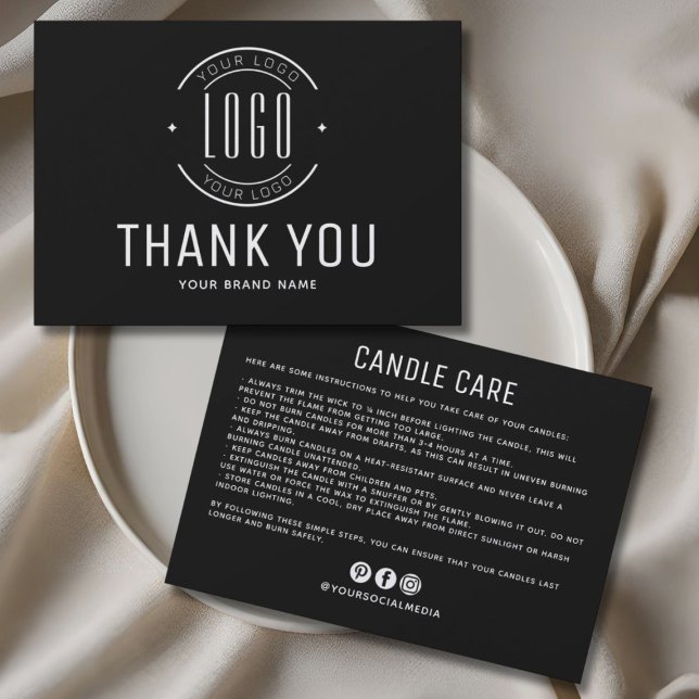Modern candle care business logo thank you card (Creator Uploaded)