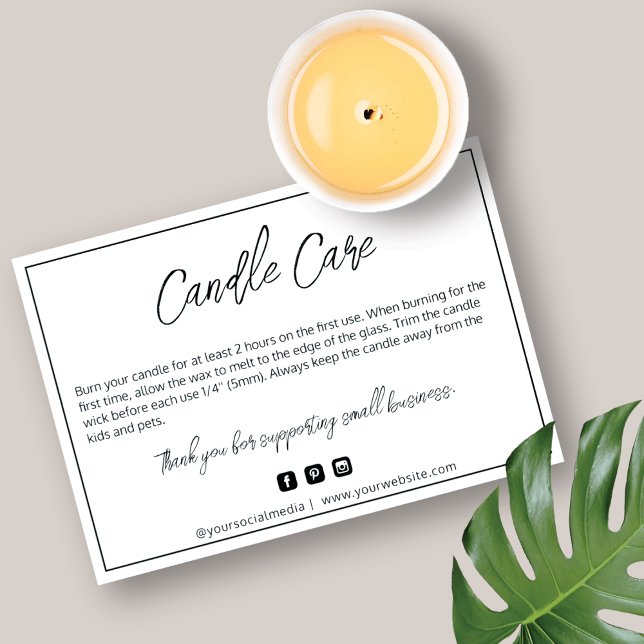 Modern Candle Care Card (Creator Uploaded)