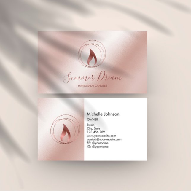 Modern Candle Maker Blush Pink Minimal Candlemaker Business Card (Creator Uploaded)