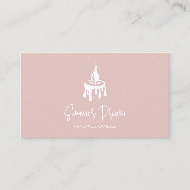 Modern Candle Maker Blush Pink Minimalist Bees Wax Business Card (Front)