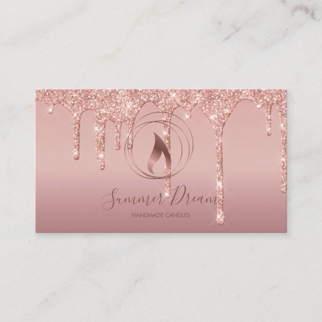 Modern Candle Maker Rose Gold Chic Candlemaker Business Card (Front)