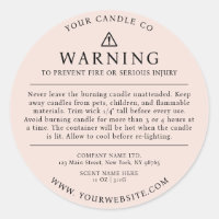 Modern Candle Packaging Warning Label Blush Pink