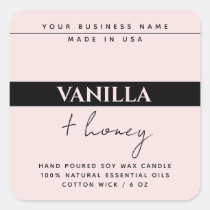 Modern candle product black blush pink label