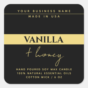 Modern candle product black gold label